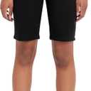 IZOD Juniors Uniform Bermuda Shorts, Skinny Style with Hook & Eye Closure, Stretch Twill Fabric (Black)