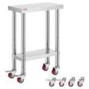 Vevor Stainless Steel Work Table with Wheels 24 x 12 x 32 Inch Prep Table with 4 Casters Heavy Duty Work Table for Commercial Kitchen Restaurant Business : Industrial & Scientific