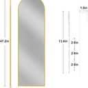 Rowjut Full Length Door Mirror, Wall Mounted Wall & 48"X14"Arched Behind Door Mirrors, Full Length Mirror for Use in Living Rooms, Rooms, Bedrooms, Cloakrooms (Gold)