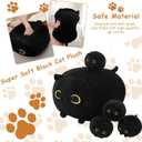 TOYSYM Black Cat Stuffed Animal Mommy Cat Plush Toys with 4 Squishy Baby in Her Tummy Soft Cute Hugging Pillows for Boys and Girls