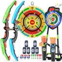 2 Pack Kids Bow and Arrow with 29" Large Dart Board, LED Light Up Archery Set with 24 Suction Cup Arrows, Indoor Outdoor Sport Dinosaur Toys Gifts for 3 4 5 6 7 8 9 10 11 12 Year Old Boys Girls