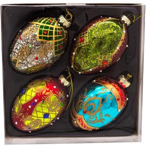 Glass Egg Ornaments, 4 Piece Set