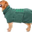Geyecete Pineapple Grid Fast Drying Super Absorbent Dog Cat Bath Robe Towel - Green - Small