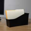 Storex Large Book Bin - Interlocking Plastic Organizer for Home, Office, and Work Space - Black, 6-Pack (70109E06C)