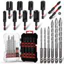 Wood Plug Cutter Drill Bit Set 16-Piece, Straight and Tapered Cutting Tools Includes Screwdriver Bits and Masonry Drill Bit Set, 1/4" Hex Shank for Woodworking with Storage Box