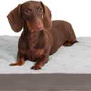 KSIIA Orthopedic Dog Crate Bed Waterproof Dog beds for Small Dogs Deluxe Plush Washable Pet Mat with Egg Crate Foam & Removable Cover, 21 x 13 Inch, Gray