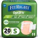 FitRight OptiFit Extra Adult Briefs, Incontinence Diapers with Tabs, Moderate Absorbency, Small, 20 to 32", 20 Count