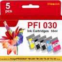 PFI-030 PFI-030BK PFI-030MBK PFI-030C PFI-030M PFI-030Y Ink Cartridge Compatible for ImagePROGRAF TM-240 TM-340 TA-20 TA-30 Printers (5 Pack)