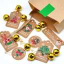 2 x 3 Yd x 1.5 Inch Vintage Frayed Edge Velvet Ribbon, Thick Ribbons with 10 Pcs Golden Bells & Pins & Ropes & Card, for Christmas Tree, Decor, Wreath, Ornaments, Gift Wrapping (Light Pink)