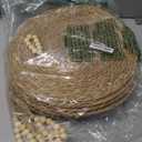 Boho Woven Placemats Set of 10 with Wooden Napkin Rings, Round Charger Plates, Natural Ranttan Dinner Place Mats for Dining Table Decor - 13.8 inch