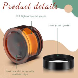 Patelai 2 Pieces Round Wide-mouth Leak Proof Plastic Container Jars with Lids for Travel Storage Makeup Beauty Products Face Creams Oils Salves Ointments DIY Making(1 Ounce,Amber)