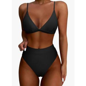 SUUKSESS Women High Waisted High Cut Bikini Set Sexy Triangle Two Piece Swimsuits M