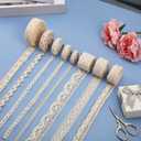 Tatuo 40 Yards Cotton Lace Trim Vintage Ribbon Crochet Cotton Lace Scalloped Edge for Bridal Wedding Decoration Christmas Package DIY Sewing Craft Supply, 5 Yards Each, 8 Styles(Beige)