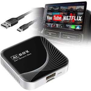 3-in-1 Wireless CarPlay Adapter & Android Auto Wireless Adapter, Plug & Play, Easy Setup, Supports Netflix, YouTube, TF Card, and More for Cars with OEM Wired CarPlay/Android Auto (Silver)