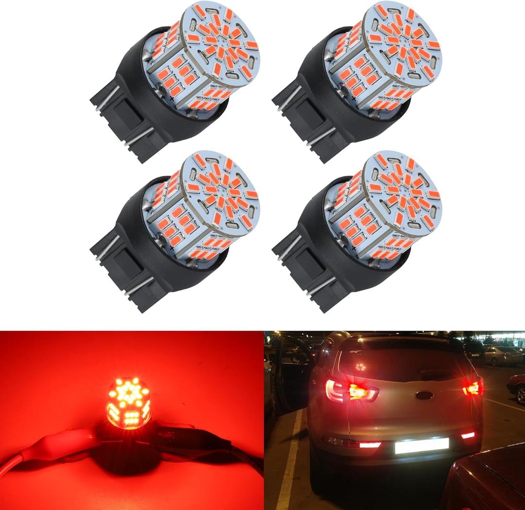 iFunyLED 4PCS 7443 LED Bulb Brake Tail Light 12V-24V Super Bright 7440 T20 LED Replacement Light Kit Set for Car Tail Brake Turn Signal Lights - Brilliant Red