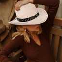 Beige Cowboy Hats for Men & Women with Western Hat Bands, Ideal for Rodeo Parties, Adjustable Fit