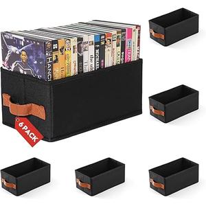 4 Pack DVD Storage Box, DVD Organizer Holds Up to 102 DVDs, Foldable DVD Holder, Large CD Storage Case