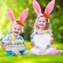 4 x QDTK Easter Bunny Ears Headbands Easter Rabbit Ear Carrot Hairband Pink Cute Rabbit Ears Hair Band Headpiece for Easter Birthday Party for Women and Girls