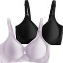 Padded Wireless Bras for Women - Wireless Bra Bralettes for Women with Support Padded Bralette (Purple, XXXL)