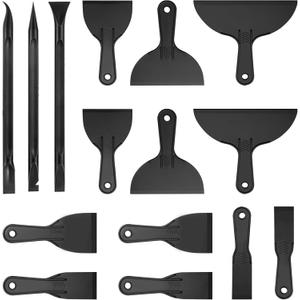 15 Pack Putty Knife, 2 Putty Knife Set, 2 Spreader, 2 Spackle Tool, 2 Plastic Putty Knife Scraper, 2 Scraper Tool, 2 Putty Scraper, 3 Detail Scraper Tool, Flexible Plastic Paint Scraper Tool for Spackling