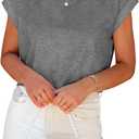 Tankaneo Womens Short Sleeve Cropped T-Shirts Summer Rolled Dolman Sleeve Crop Tops Casual Round Neck Solid Short Basic Tees (Gray, S)