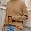 PRETTYGARDEN Casual Long Sleeve Oversized Sweaters for Women 2026 Loose Mock Neck Pullover Sweater Ribbed Knit Fall Clothes (M)