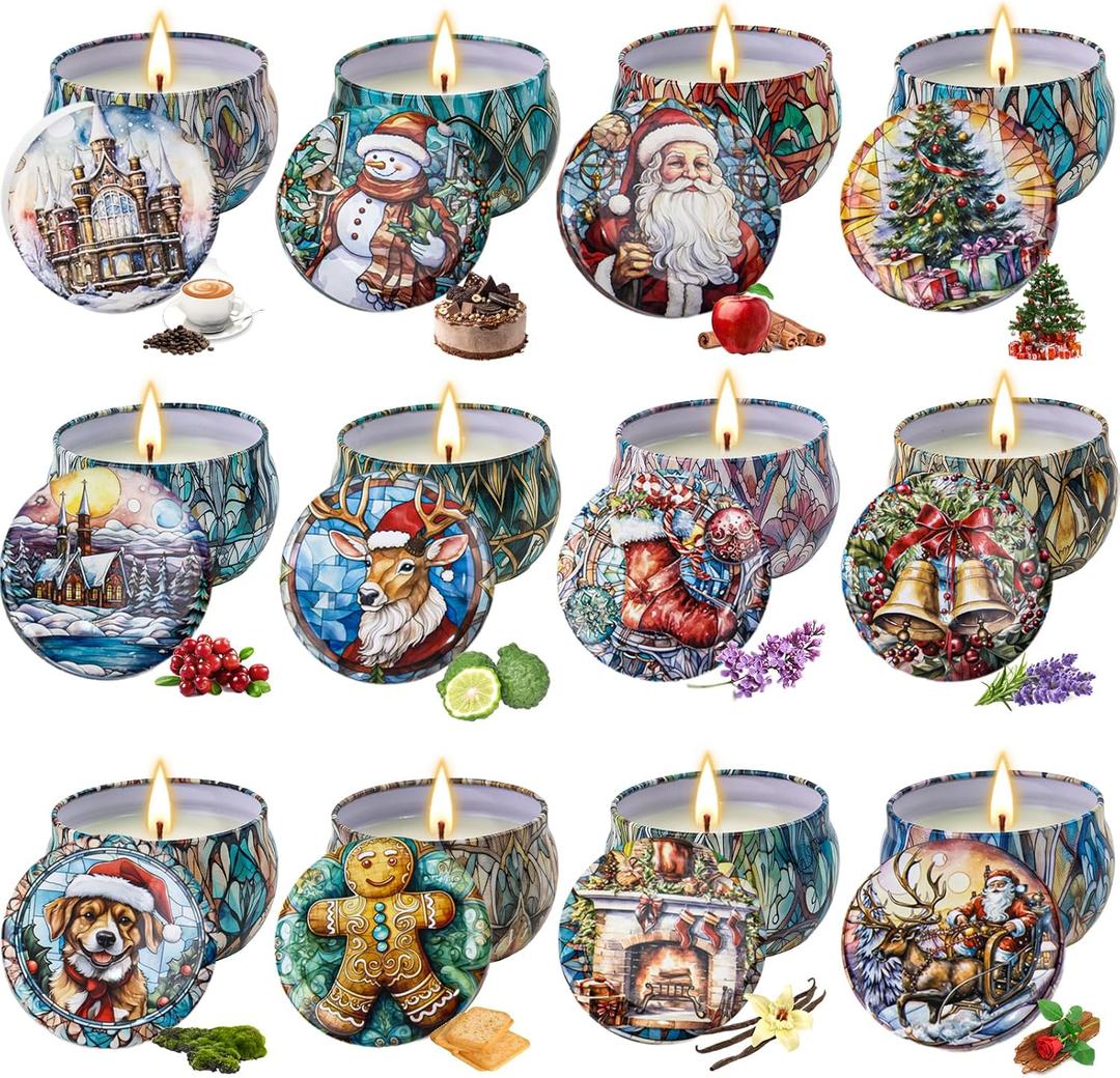 12 Pack Christmas Scented Candles Gifts Set for Women, Candles for Home Scented, 2.5 Oz Soy Wax Aromatherapy Candle, Best Gifts for Women Thanksgiving Day Birthday Christmas 