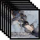 15x15 Frame Set of 6, Black Picture Frame for 15 x 15 Square Picture Poster Photo, Light Weight and High Transparent 15 by 15 Frame for Wall - 6 Pack/Black/15 x15