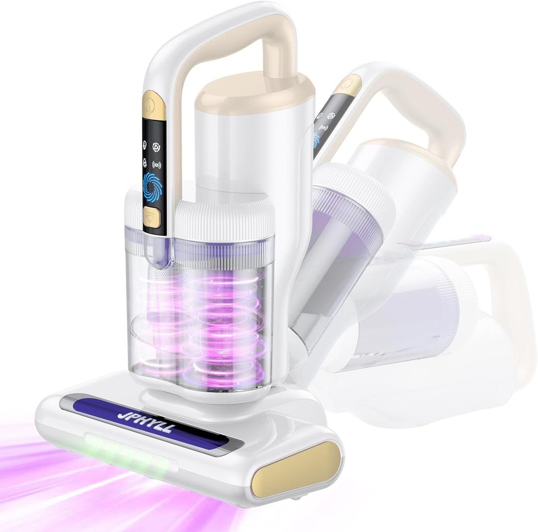 Mattress Vacuum Cleaner, 20Kpa Suction Bed Vacuum Cleaner with 253.7nm UV-C Light, 140F Heated Air, 30000 RPM Brushroll, 40,000Hz Ultrasonic, HEPA Filter, for Bed, Sofa, 500W Corded (White)