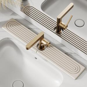 23.6'' Long Stone Faucet Mat for Kitchen Sink-Diatomite Quick Dry Kitchen Sink Splash Guard,Super Absorbent,Drying Stone Sink Tray,Sink Stone Quick Dry Around Faucet For Bathroom Counter (White)