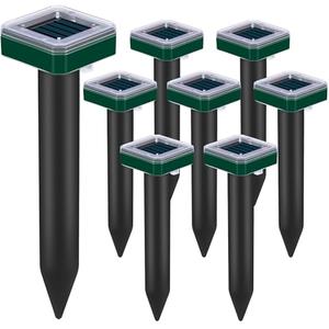 8 Pack Mole Repellent Solar Powered for Lawns Snake Repellent for Yard Gopher Trap Groundhog Vole Repellent Ultrasonic Spike Outdoor Waterproof Sonic Chipmunk Rodent Burrowing Animals Deterrent Stake