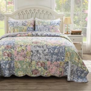 Greenland Home Emma Vintage Style Quilt Set, 3-Piece King/Cal King, Gray