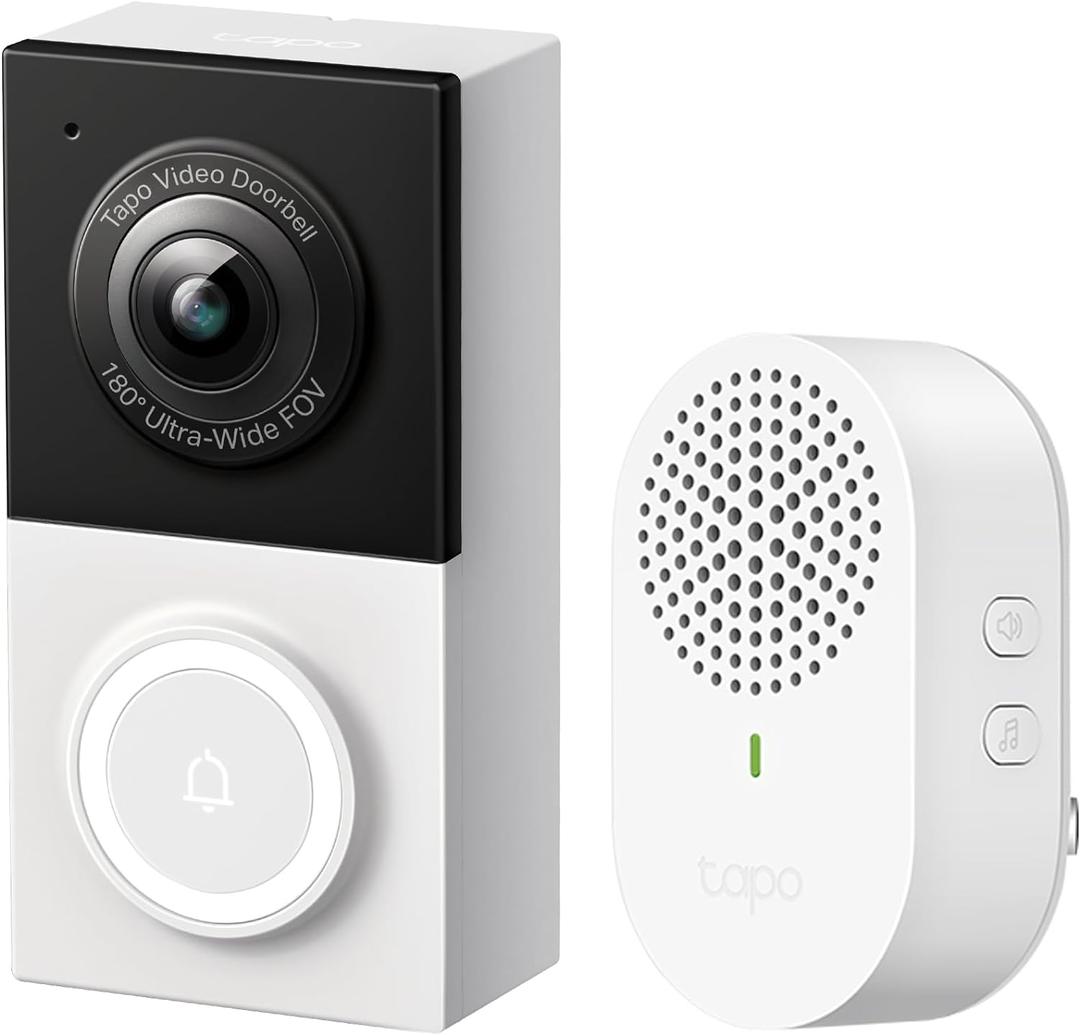 Tapo 2K Wired Smart Video Doorbell - 180 Ultra-Wide Field of View, Person/ Vehicle/ Package Detection, 2-Way Audio, Color Night Vision, Subscription-Free Local Storage or Optional Cloud, D130