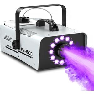 Fog Machine Outdoor Halloween, 1500W 20000CFM Smoke Machine with LED Lights, 2L Tank, 13 Colors & 4 Light Modes, Dual Wireless Remotes, Ideal for Indoor Parties, Stages, Weddings, DJ, Events