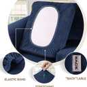 WEERRW Velvet Stretch Chair Sofa Slipcover - 2 Pieces Luxury Soft Velvet Plush Couch Cover Furniture Protector with Elastic Bottom for Pets, Machine Washable, Navy Blue, Small
