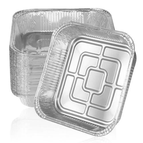 50 PCS Air Fryer Liners Disposable Aluminum Foil Liners 8" x 8" Square Airfryer Liners Non-stick Air Fryer Paper Oven Basket Food Grade Aluminum Foil Pans for Baking, Frying, Grilling, Roasting