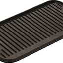 Lodge Pro-Grid Reversible Grill/Griddle - Dual-Sided Cast Iron Griddle - Double Burner Grill - Even Heat Distribution - PFAS-Free Non-Toxic Cookware - 20 Inches x 10.5 Inches