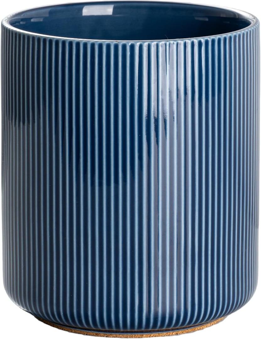 getstar Large Utensil Holder for Kitchen Counter,7.2" Vintage Ceramic Utensils Crocks Utensil Organizer for Spatula Farmhouse Kitchen Decor (Navy)