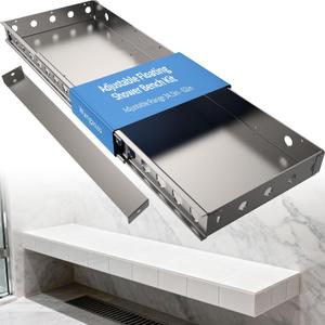 Floating Shower Bench, 34.5-62 Inch Adjustable Wall-Mounted Shower Seat,Rust-Proof Aluminum Frame