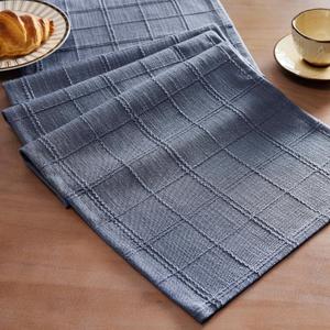 ZeeMart Linen Checked Table Runner, 13x72 Inches Blue, Textured Woven Farmhouse Table Runners 72 Inches Long, Slate Blue Plaid Dresser Scarf for Kitchen Dining Holiday Everyday Decor