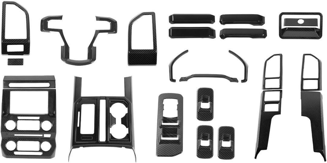 25Pcs Carbon Fiber ABS Full Interior Trim Decor Cover Kit Fit for 2015-2020 Ford F150 Interior Accessories