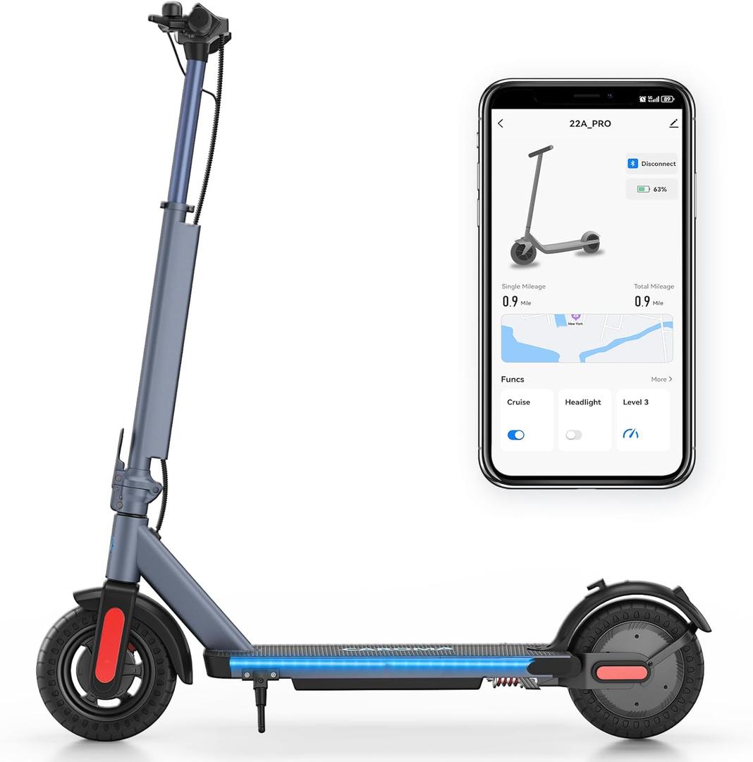 Caroma Electric Scooter Adults, 350W/500W Motor, Top Speed 20/25 Mph & 30 Miles Range, 8.5" Solid Tires, Cruise Control E Scooter for Adults (Dark Blue 1)