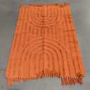 LEEVNA Washable Bathroom Rugs 4'x6', Hand-Woven Kitchen Rug with Tessal, Terracotta Bedroom Throw Rugs, Boho Tufted Rainbow Rug, Farmhouse Indoor Door Mat for Entryway/Porch/Back Door