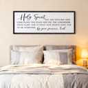 Foutcheou Christian Inspirational Wall Decor Holy Spirit You are Welcome Here Sign 32" x 12" Scripture Quote Faith-Inspired Bible Verse Prayer Space for Bedroom Living Room Wall Art (Black)