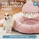 OhGeni 31 inches Calming Donut Orthopedic Dog & Cat Bed for Medium Pets, Warming Comfort Fluffy Short Pile Fur, Durable Waterproof Machine Washable Removable Cover, Cute Round Bed for Puppy, Pink,L (31"L x 31"W x 9"Th)