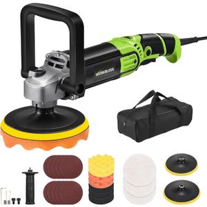 Buffer Polisher, 1600W 6"/7" Rotary Car Polisher with 7-Speed(1600-3500 RPM), Car Buffers and Polishers Kit for Cars, Boats, Floors, Furniture