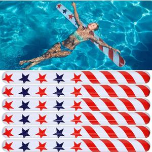 71 Inch Inflatable Pool Noodle American Stars Swimming Noodles Jumbo Pool Noodles Floats Giant Water Floating Noodles Filled Pool Float for Swimming Pool, Beach Lake for Independence Day (6 Pcs)