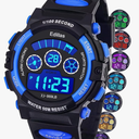 Edillas Kids Watches Boys Digital, 7 Colors LED Lights 50M Waterproof Wristwatches for Children Students Teenagers Sport Outdoor Multifunctional with Stopwatch/Alarm Ages 7-15.
