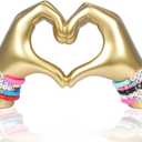 HMASYO Gold Heart Hand Sculpture Love Finger Resin Statue, Aesthetic Home Decor for Living Room Bedroom Coffee Table Bookshelf, Birthday Idea for Girls Mom Mother`s Day Decorations (No Bracelet)