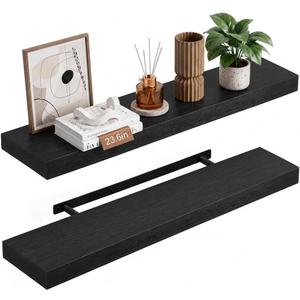upsimples 23.6" Long Floating Shelves for Wall, Room Decor Set of 2, Black, 23.6in